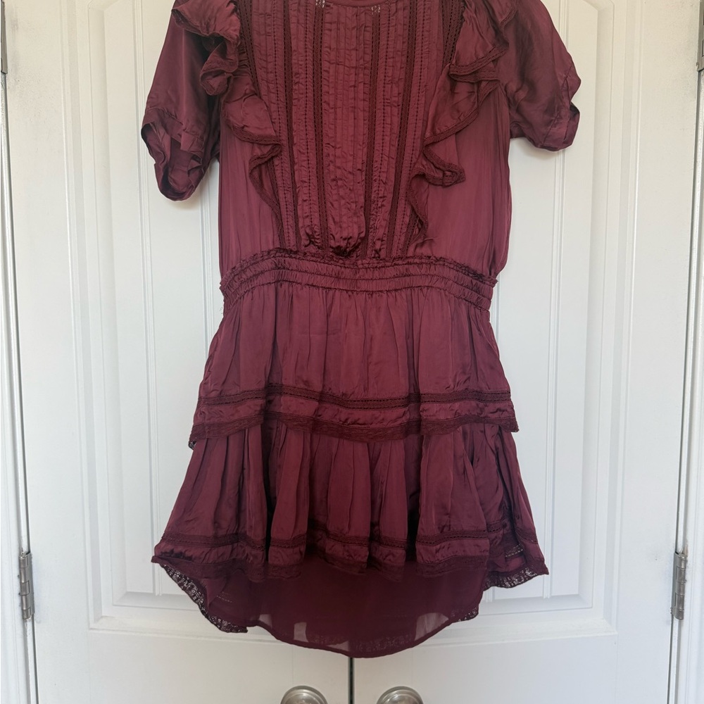 Loveshackfancy Natasha dress size M maroon burgundy dress fall Christmas party